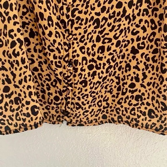 Wild Fable Brown & Black Leopard Print Button Front Camisole Crop Top Size Large - Picture 8 of 10